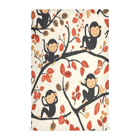 WOBOGO Naughty Monkey Kitchen Towel 1 Piece Large Cotton Dishcloth Premium Absorbency Set with Hanging Loop