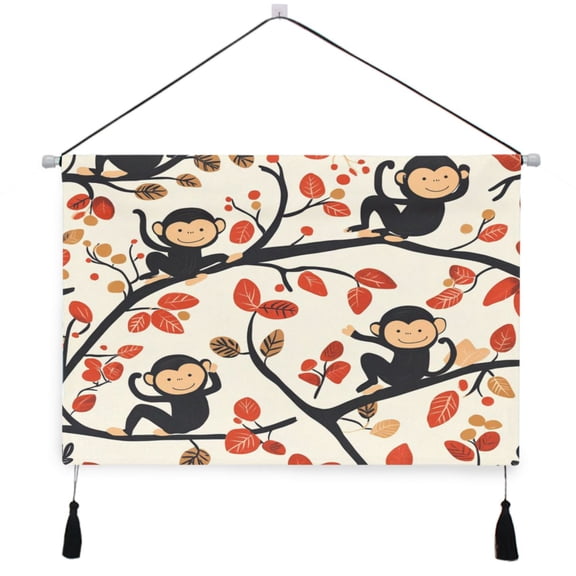 WOBOGO Naughty Monkey Living Room Canvas Wall Art Bedroom Study Framed Canvas Print Artwork Home Office Decorations 24.516.7in