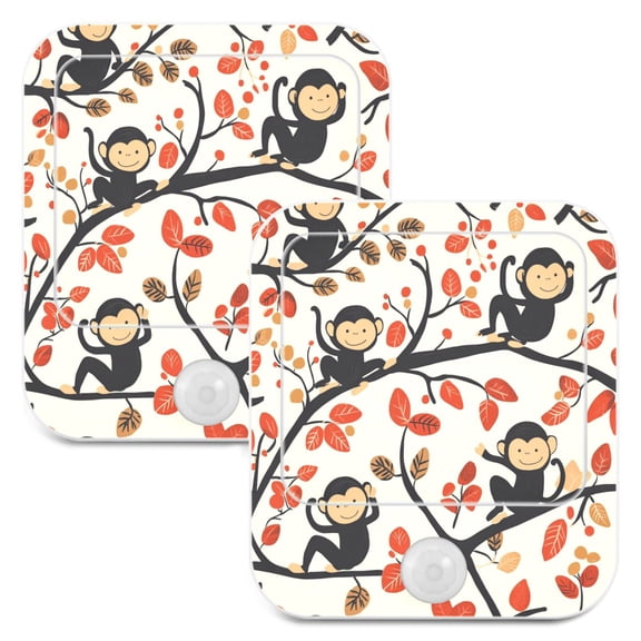 WOBOGO Naughty Monkey Night Light Lamp with Smart Sensor Dusk to Dawn Sensor 0.6W Plug-in 2-Pack