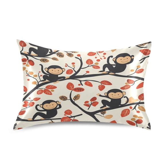 WOBOGO Naughty Monkey Satin Pillowcase Soft Smooth Envelope Design Comfortable Bedding Essentials 20×26in