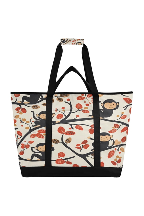 Naughty Monkey Tote Cooler Bag Fold Flat Insulated Shopping Bag With Zipper For Work Picnic Beach Use 186.724in