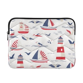 WOBOGO Nautical-themed Seamless Pattern with Boats Laptop Sleeve 13.4 inch Lightweight Zipper Design Soft Padded Protection Against Scratches and Impacts