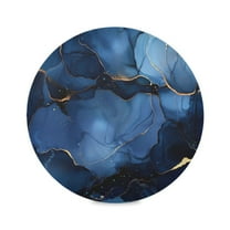 WOBOGO Navy Blue Gilt Marble Round Placemats Set of 6 Heat Resistant Washable Kitchen Table Decorations 15.4in