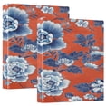 thumbnail image 1 of WOBOGO Navy Blue Porcelain Flower Pattern File Folders Extra Large Capacity to Hold 200 Sheets of Documents Hard Shell Ring Binder for School Home Office, 1 of 10