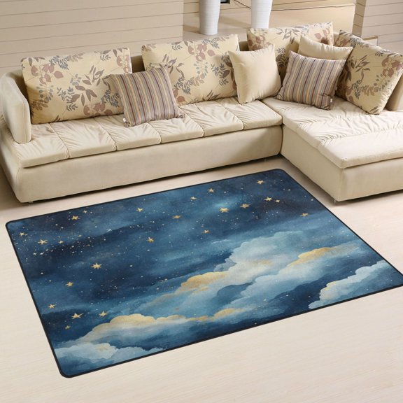 WOBOGO Nice Starry Sky Carpet Non-Slip Rugs Soft Doormat 60×39in Living Dining Room Bedroom Decorative
