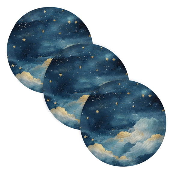 WOBOGO Nice Starry Sky Coil Placemats 3pcs Resistant Hot Pads Mat for Table Counter Cooking Potholder 15in