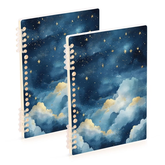 WOBOGO Nice Starry Sky Notebook College Horizontal Grid Paper Ink Spill Resistant Water Resistant Cover 8.3x5.7x0.4in