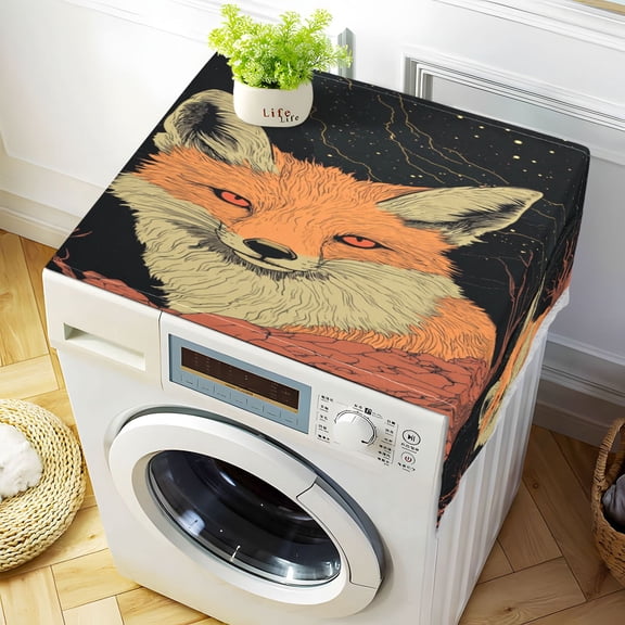 WOBOGO Night Orange Fox Washing Machine Cloth Dryer Refrigerator Top Cover Protective Non-Slip Mat For Kitchen Laundry