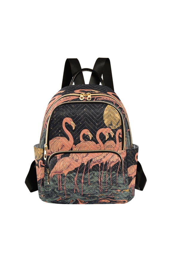 Night Sky Flamingo Pattern Butterfly Backpack Durable Lightweight Shoulder Bag Built-in Laptop Sleeve and Multiple Utility Compartments