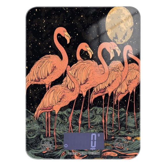 WOBOGO Night Sky Flamingo Pattern Kitchen Scale Digital Gram and Ounce Weighing for Cooking Baking Ketogenic Diet Meal Prep