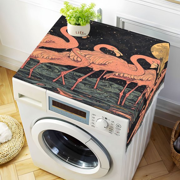 WOBOGO Night Sky Flamingo Pattern Washing Machine Cloth Dryer Refrigerator Top Cover Protective Non-Slip Mat For Kitchen Laundry