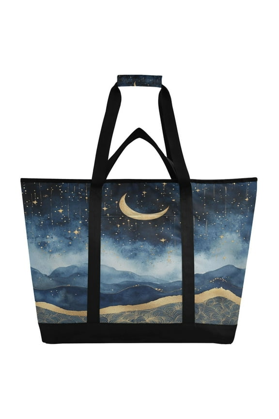 Night Sky over The Sea Tote Cooler Bag Fold Flat Insulated Shopping Bag With Zipper For Work Picnic Beach Use 186.724in