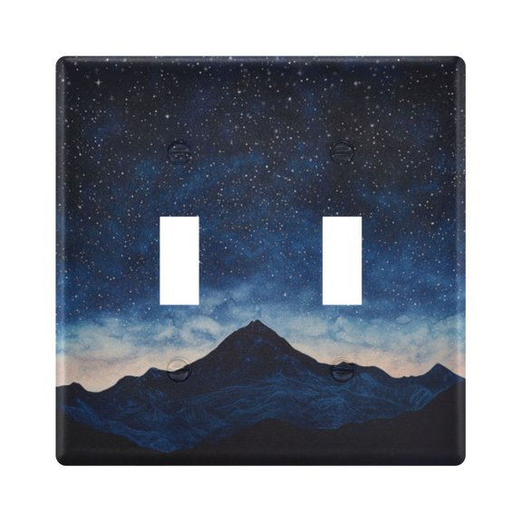 WOBOGO Night View Of Stars 2-hole Switch Plates PC Flame Retardant Plastic Material Glossy Finish Smooth Touch 4.56x4.48x0.27in