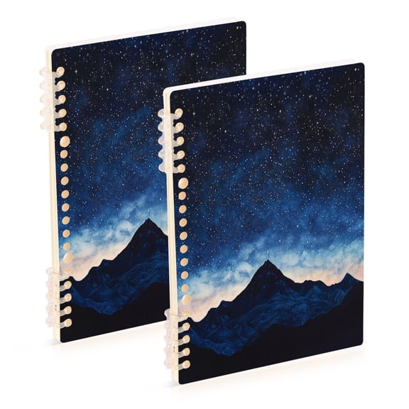 WOBOGO Night View Of Stars Notebook College Horizontal Grid Paper Ink Spill Resistant Water Resistant Cover 8.3x5.7x0.4in