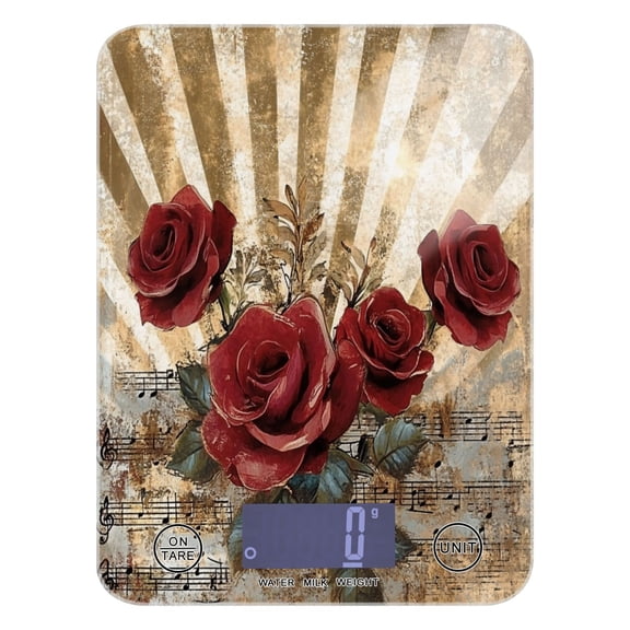 WOBOGO Notes Red Rose Kitchen Scale Digital Gram and Ounce Weighing for Cooking Baking Ketogenic Diet Meal Prep