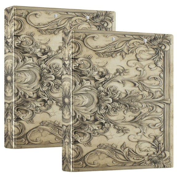 WOBOGO Ntricate Details Pattern File Folders Extra Large Capacity to Hold 200 Sheets of Documents Hard Shell Ring Binder for School Home Office