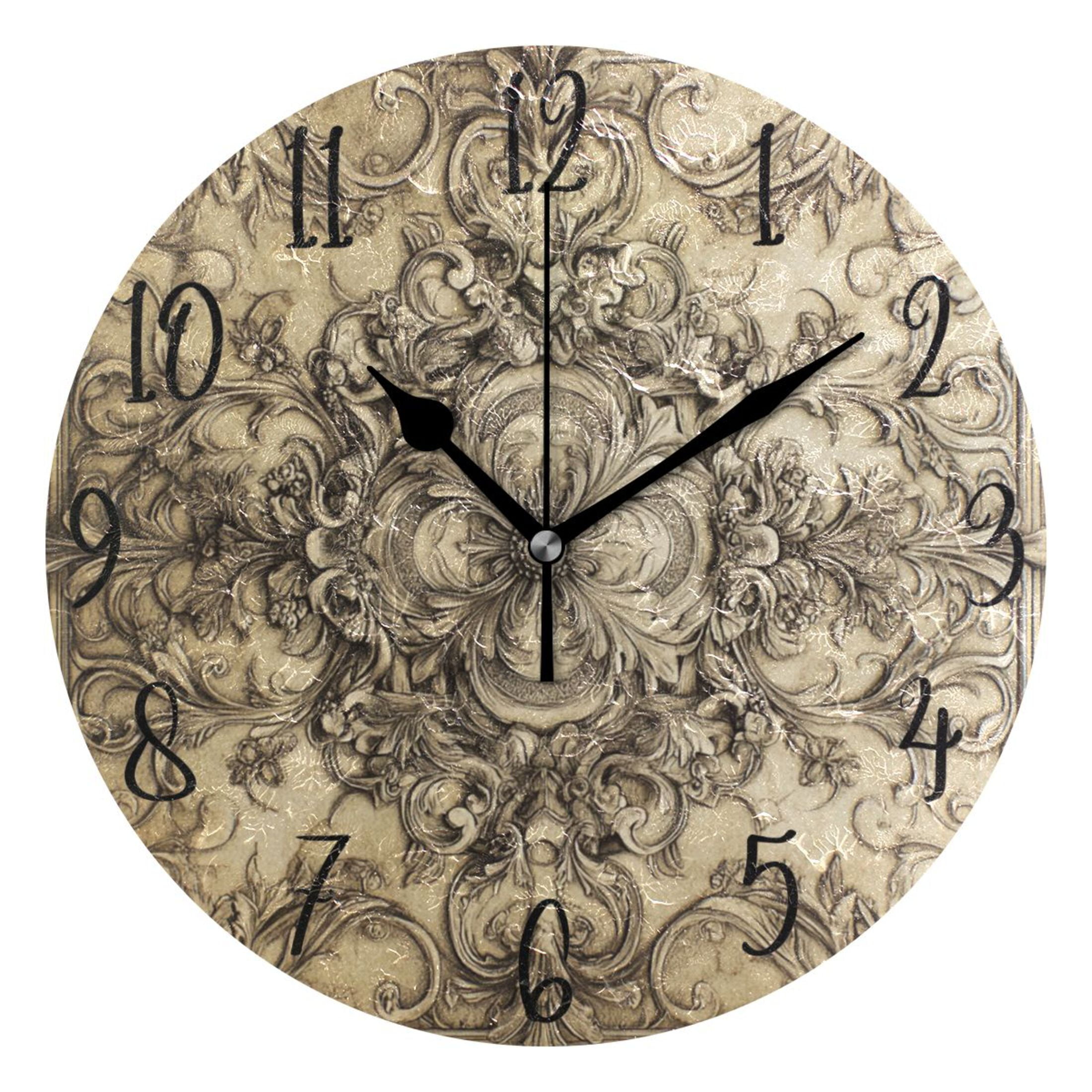 WOBOGO Ntricate Details Pattern Wall Clock 10in Silent Mechanism ...