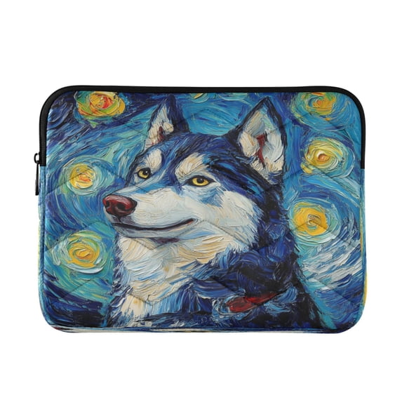 WOBOGO Oil Painting Styles Husky Laptop Sleeve 15.7 inch Lightweight Zipper Design Soft Padded Protection Against Scratches and Impacts