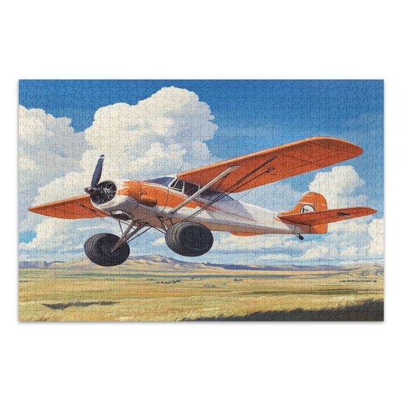 WOBOGO Orange Airplane Jigsaw Puzzle Challenge 1000 Piece Jigsaw Suitable for Game Night Finished Size 29.5 x 19.7in