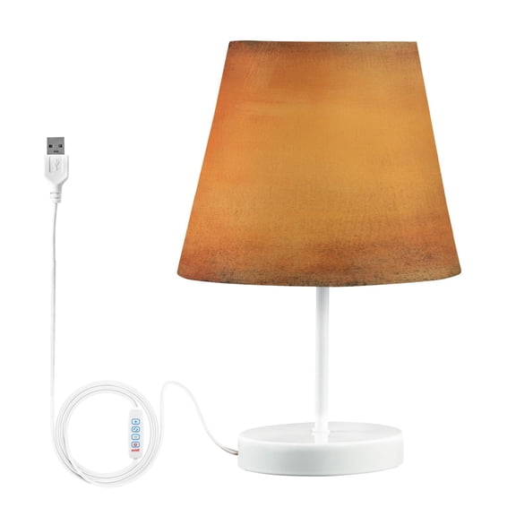 WOBOGO Orange Blackground Pattern Table Lamps Bedroom 3-Speed Dimmable Farm Style with Fabric Shade for Reading and Home Office