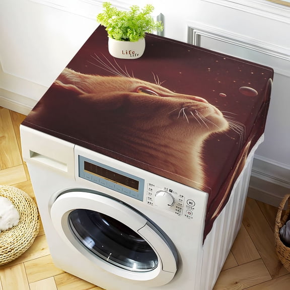 WOBOGO Orange Cat The Universe Pattern Washing Machine Cloth Dryer Refrigerator Top Cover Protective Non-Slip Mat For Kitchen Laundry
