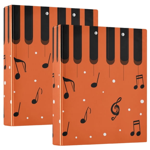 WOBOGO Orange Piano Keys File Folders Extra Large Capacity to Hold 200 Sheets of Documents Hard Shell Ring Binder for School Home Office