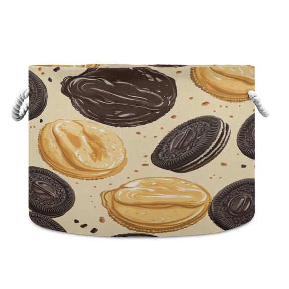 WOBOGO Oreo Cookies Toy Storage Basket 2014in Canvas Laundry Hamper for Living Room Kids Room Bathroom Organizer