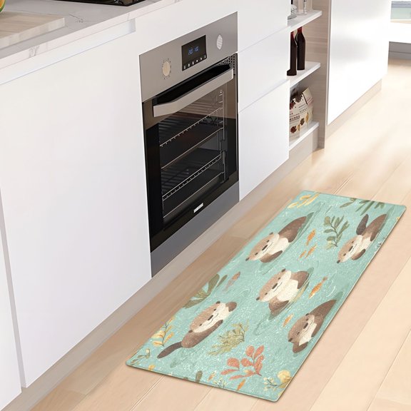 WOBOGO Otter Fish Seaweed Carpet 39x20in Kitchen Bathroom Plush Absorbent Non-Slip Floor Mat