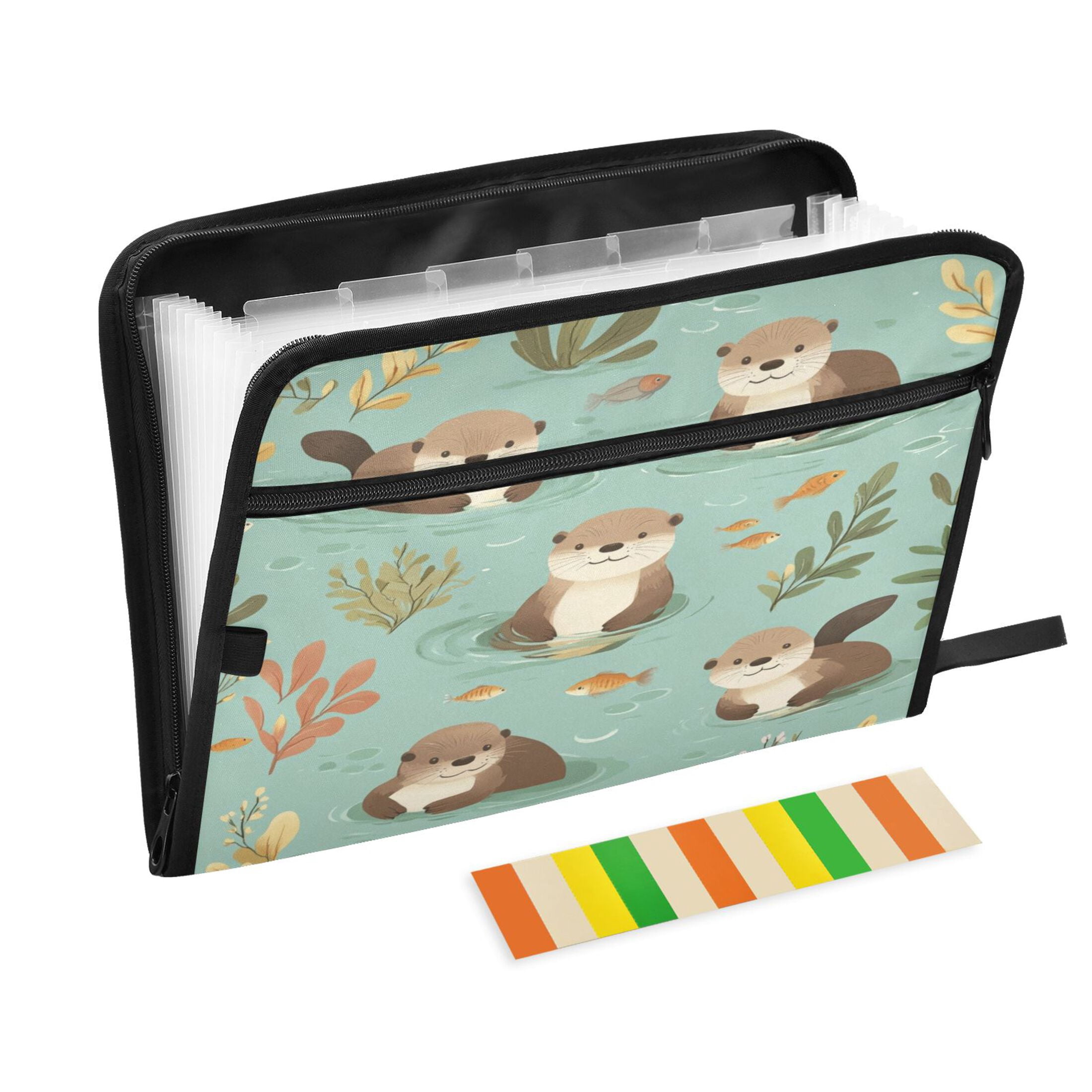 WOBOGO Otter Fish Seaweed Expanding File Folder Letter Size Accordion Filing Organizer 13 Pocket Separate Organ Pocket