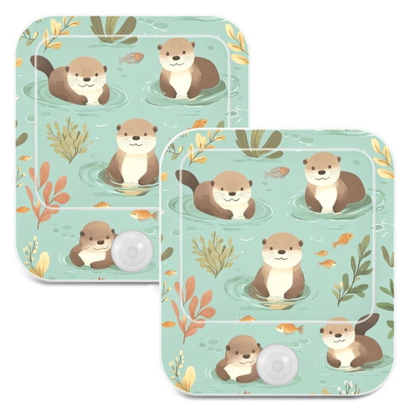 WOBOGO Otter Fish Seaweed Night Light Lamp with Smart Sensor Dusk to Dawn Sensor 0.6W Plug-in 2-Pack