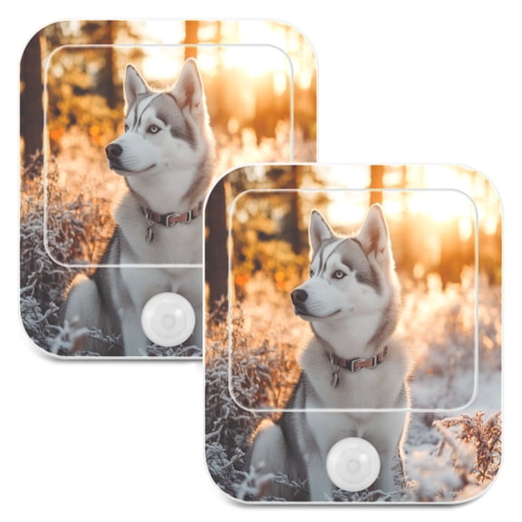 WOBOGO Outdoor Husky Dog Night Light Lamp with Smart Sensor Dusk to Dawn Sensor 0.6W Plug-in 2-Pack