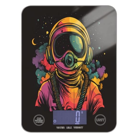 WOBOGO Outer Space Astronauts Pattern Kitchen Scale Digital Gram and Ounce Weighing for Cooking Baking Ketogenic Diet Meal Prep