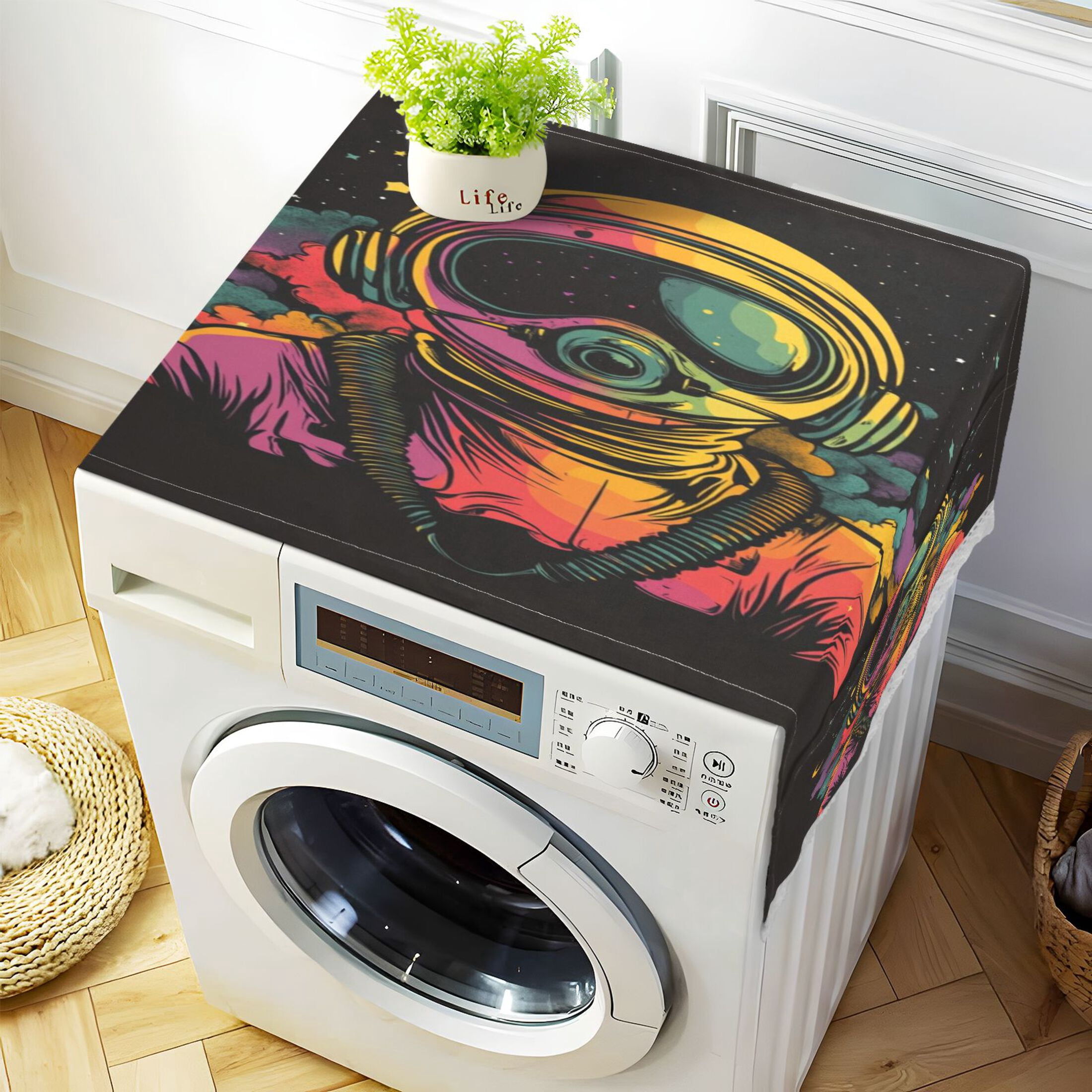 WOBOGO Outer Space Astronauts Pattern Washing Machine Cloth Dryer Refrigerator Top Cover Protective Non-Slip Mat For Kitchen Laundry