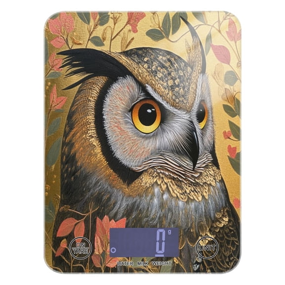 WOBOGO Owl Leaves Yellow Pattern Kitchen Scale Digital Gram and Ounce Weighing for Cooking Baking Ketogenic Diet Meal Prep