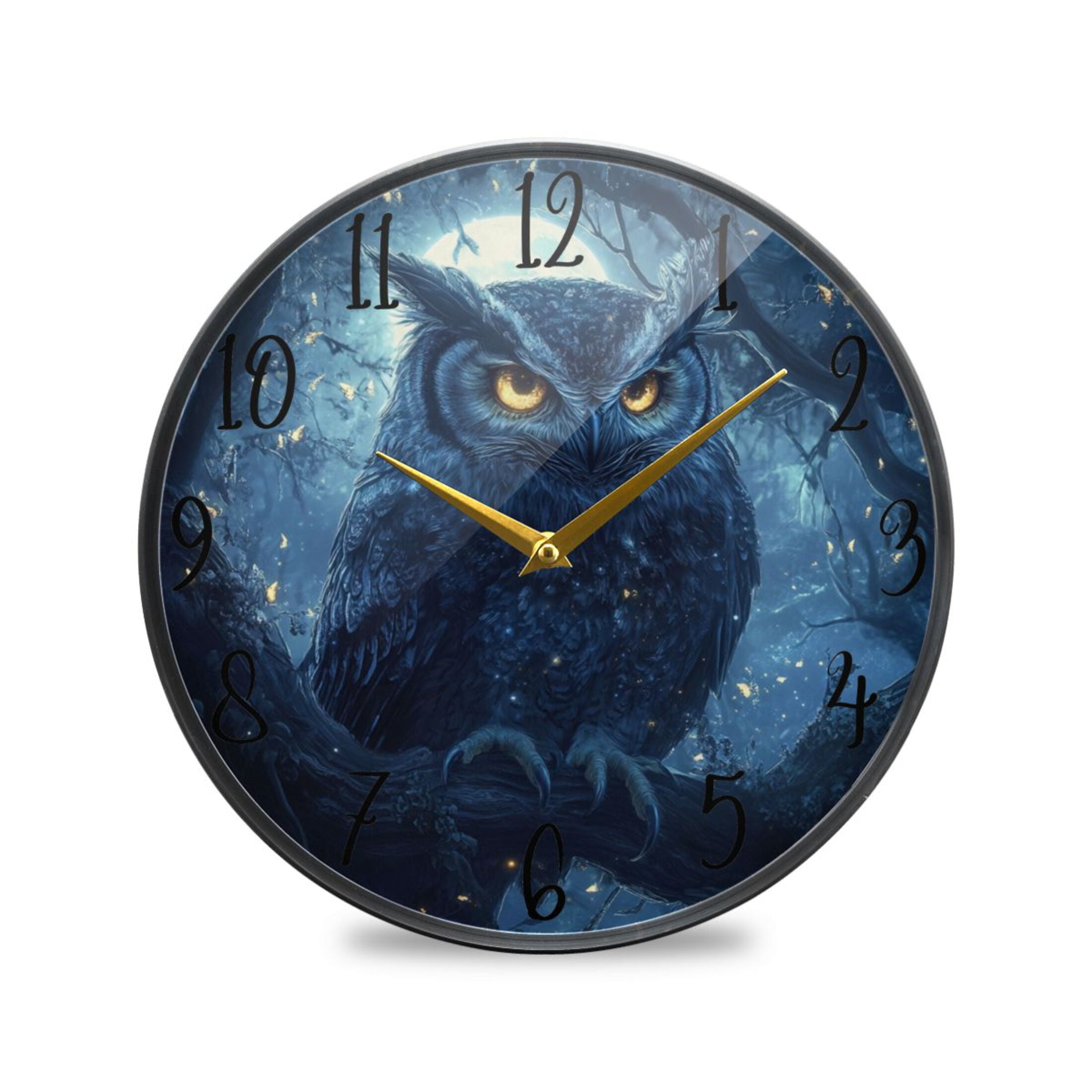 WOBOGO Owl in The Moonlight Pattern Acrylic Wall Clock Battery Operated ...