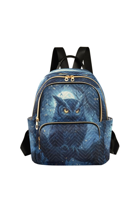 Owl in The Moonlight Pattern Butterfly Backpack Durable Lightweight Shoulder Bag Built-in Laptop Sleeve and Multiple Utility Compartments