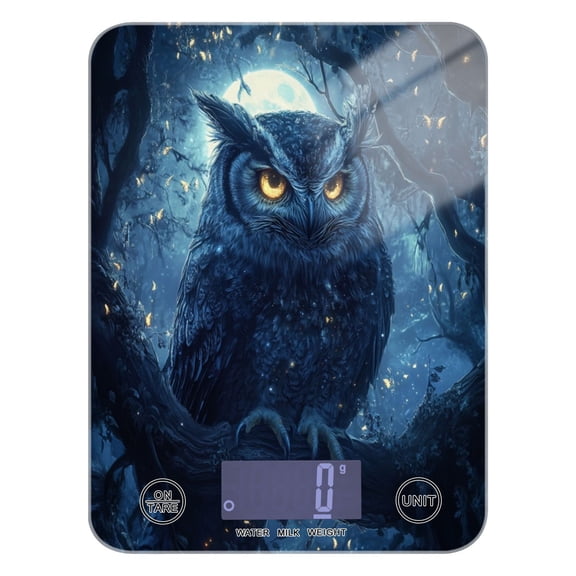 WOBOGO Owl in The Moonlight Pattern Kitchen Scale Digital Gram and Ounce Weighing for Cooking Baking Ketogenic Diet Meal Prep