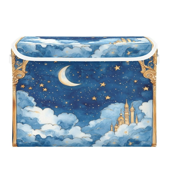 WOBOGO Palace Of Fantasy Large Collapsible Storage Box Flip Lid Fabric Decorative Organizer Container Basket with Handles 16.512.611.8in