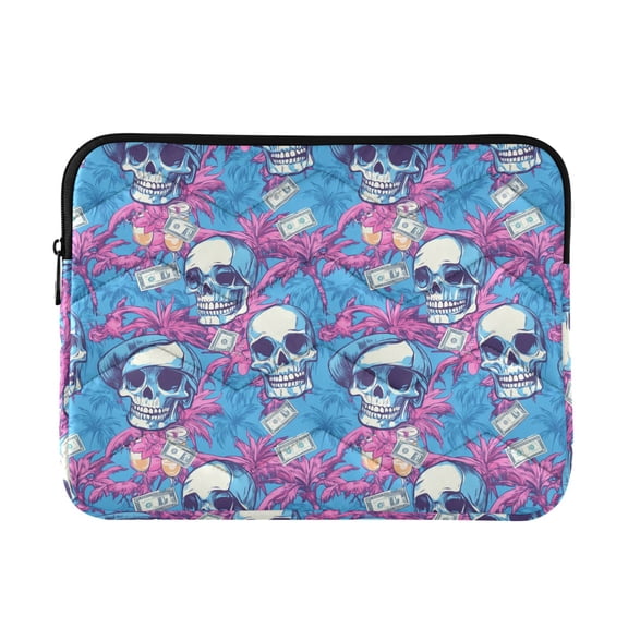 WOBOGO Palm Trees Skull Laptop Sleeve 13.4 inch Lightweight Zipper Design Soft Padded Protection Against Scratches and Impacts
