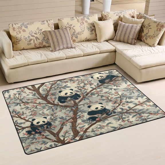 WOBOGO Panda Pattern Carpet Non-Slip Rugs Soft Doormat 31×20in Living Dining Room Bedroom Decorative