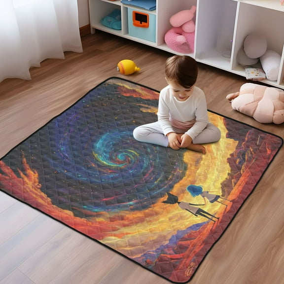 WOBOGO Partner Star Gazing Pattern Baby Playmats Extra Large Waterproof Rollable Activity Pads for Toddlers 5050inch
