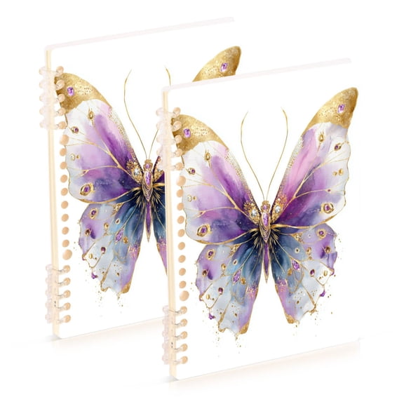 WOBOGO Pastel Butterfly Notebook College Horizontal Grid Paper Ink Spill Resistant Water Resistant Cover 8.3x5.7x0.4in