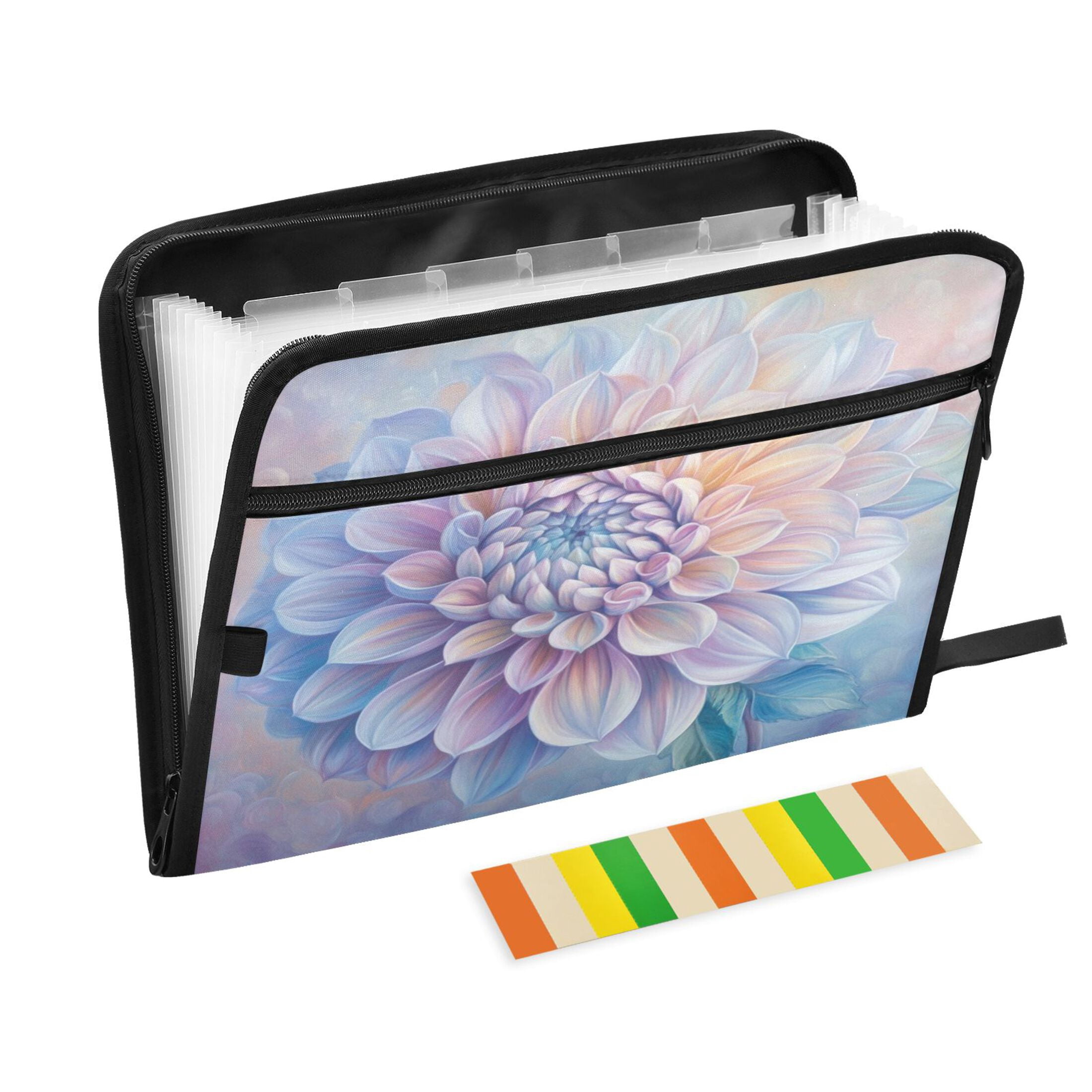 WOBOGO Pastel Colored Dahlia Expanding File Folder Letter Size Accordion Filing Organizer 13 Pocket Separate Organ Pocket