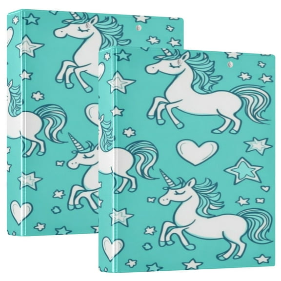 WOBOGO A Pattern with Cute Cartoon Unicorns File Folders Extra Large Capacity to Hold 200 Sheets of Documents Hard Shell Ring Binder for School Home Office