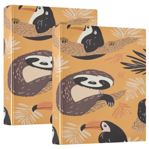 WOBOGO A Pattern with Cute Sloth and Toucan in The Jungle File Folders Extra Large Capacity to Hold 200 Sheets of Documents Hard Shell Ring Binder for School Home Office
