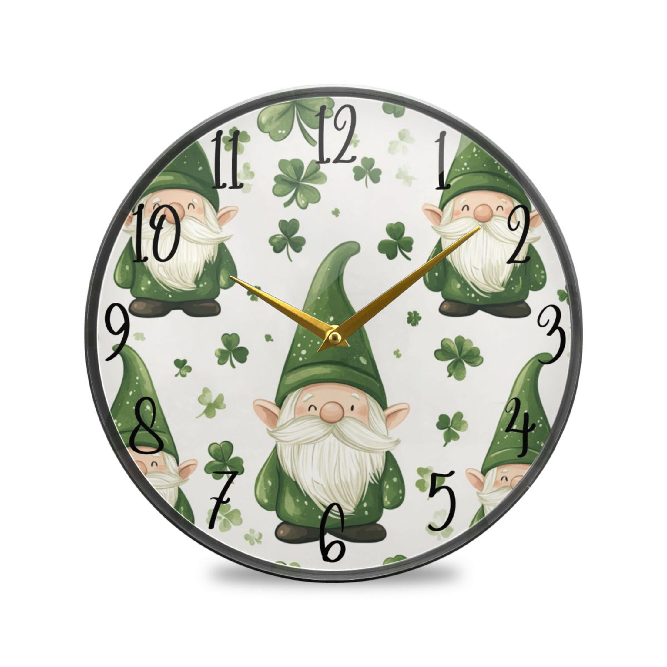 WOBOGO Pattern Of Dwarf in Green Hat Acrylic Wall Clock Battery ...