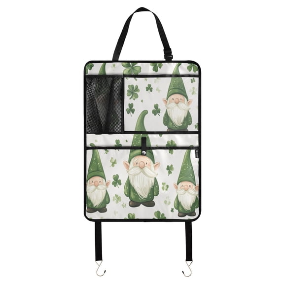 WOBOGO Pattern Of Dwarf in Green Hat Backseat Car Organizer Footed Universal Car with Touch Screen Tablet Holder Rear Seat Protector