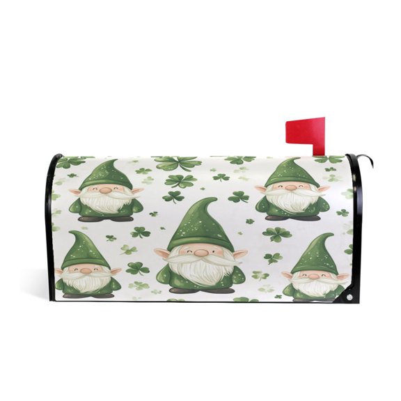 WOBOGO Pattern Of Dwarf in Green Hat Mailbox Cover Magnetic for Garden Yard Home Decor Standard Size 20.7×18.03in