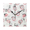 thumbnail image 1 of WOBOGO A Pattern Of Pink Alarm Clocks Wall Clock 7.78 Inch Battery Operated Silent Unit Square Rustic Vintage Style for Home Bedroom Office Black Pointer, 1 of 8