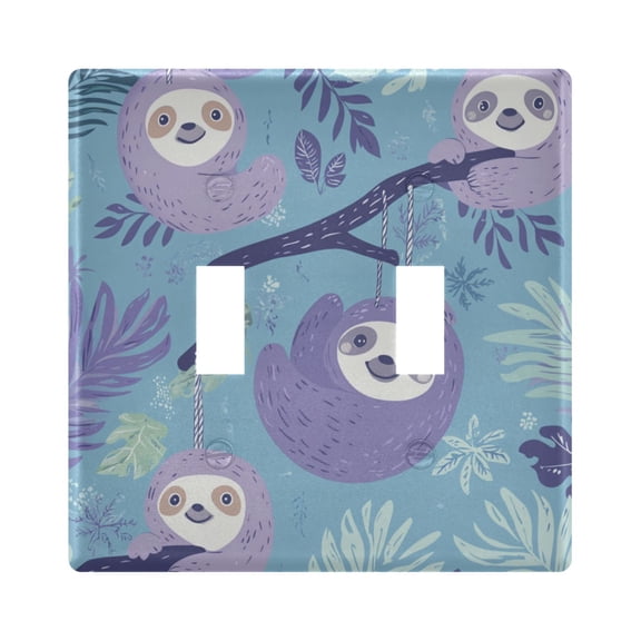 WOBOGO Pattern with Sloth Hanging on Tree Branches 2-hole Switch Plates PC Flame Retardant Plastic Material Glossy Finish Smooth Touch 4.56x4.48x0.27in